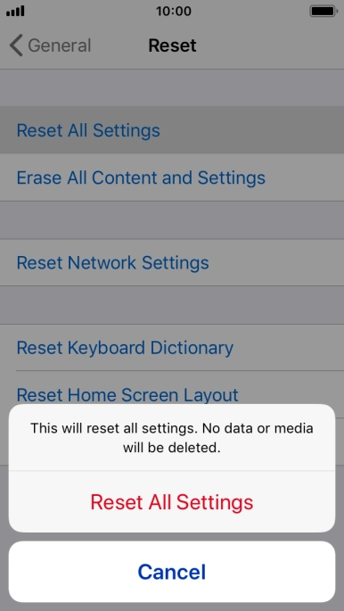 Press Reset All Settings.