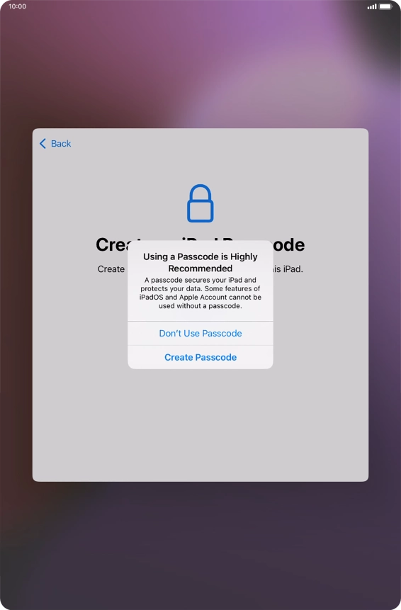 If you turn off the function, press Don't Use Passcode. If you turn off the function, press Don't Use Passcode.