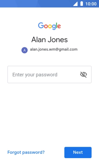 Press Enter your password and key in the password for your Google account.
