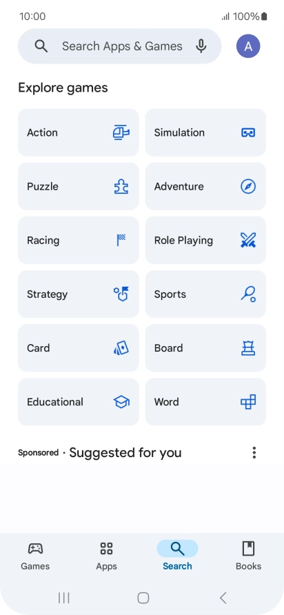 Press the search field.