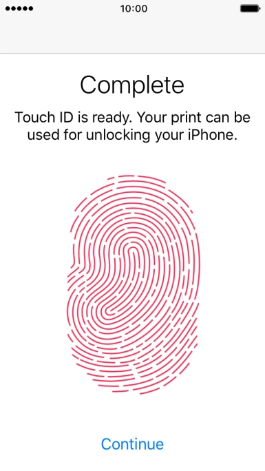 Press Continue. If you haven't previously selected a phone lock code, key in a code of your own choice twice.