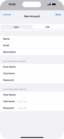 Press Username and key in the username for your email account. Please note that if you're using Vodafone's outgoing server, leave the username field empty.