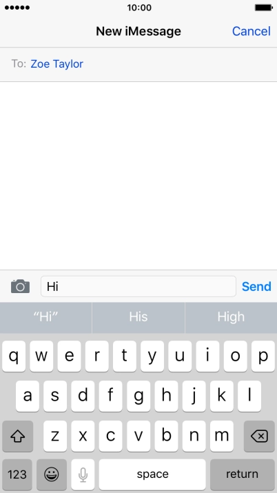 Press Send when you've finished your iMessage.