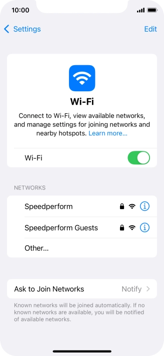 Press the required Wi-Fi network and key in the password for the Wi-Fi network.