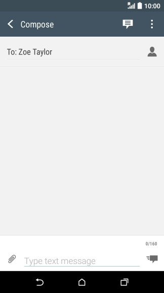 Press the text input field and write the text for your text message.