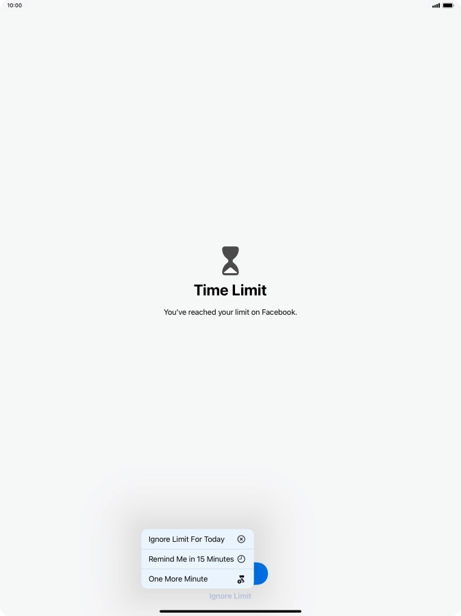 Press the required setting.