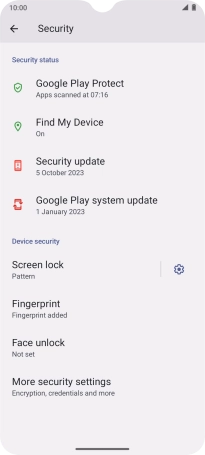 Press Screen lock and key in the phone lock code you created earlier.