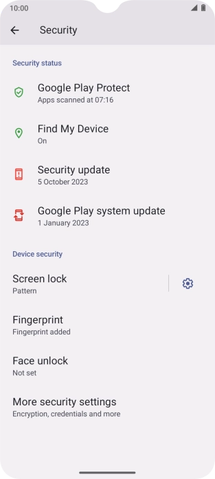 Press Screen lock and key in the phone lock code you created earlier.