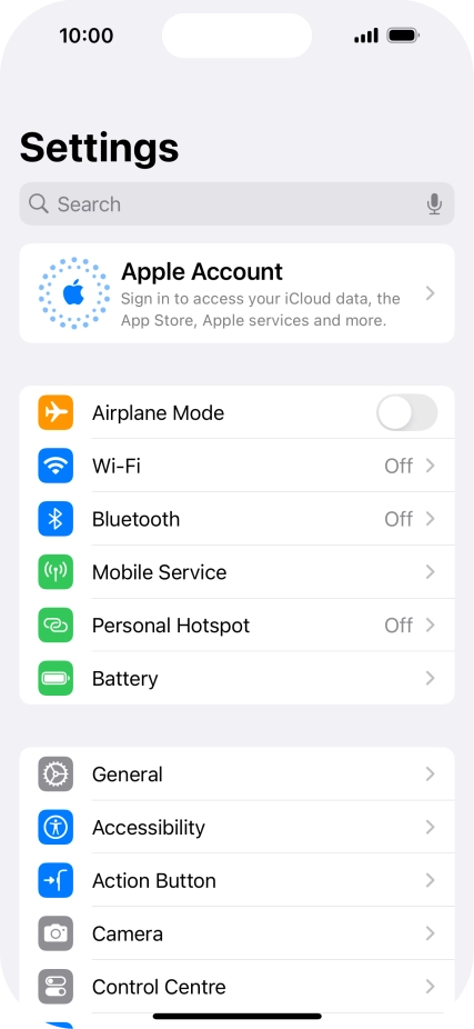Press Apple Account.