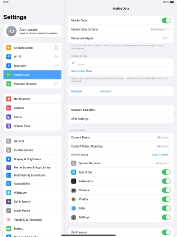 Press Mobile Data Options.