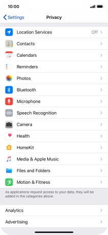 Press Location Services.