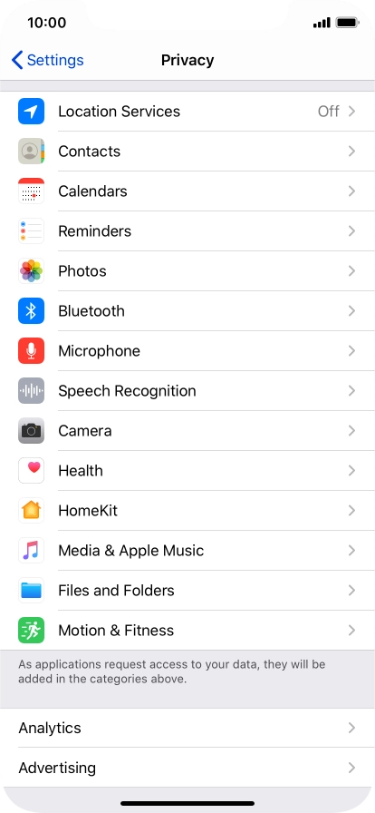 Press Location Services.