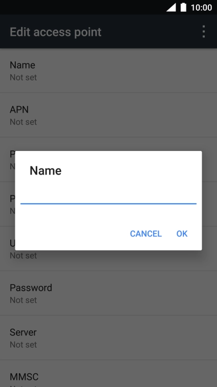 Key in Vodafone Internet and press OK.