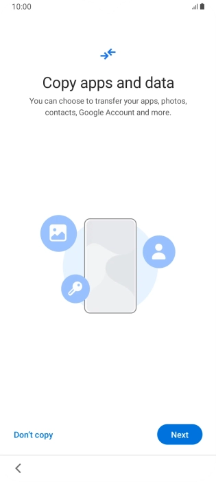 You can transfer the contents of another phone to your phone when it's activated for the first time and after a factory reset. When this screen is displayed, your phone is ready to transfer contents from another phone.