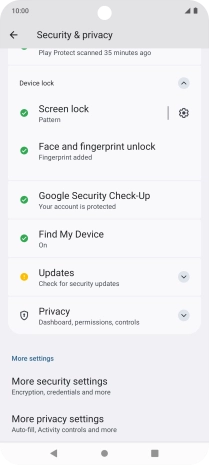 Press Screen lock and key in the phone lock code you created earlier.