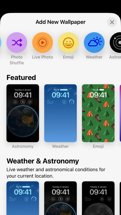 Press the required category and follow the instructions on the screen to select the required background image.