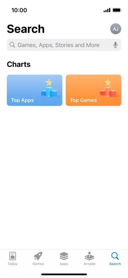 Press the search field and key in the name or subject of the required app.