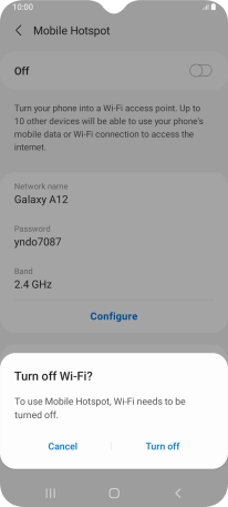 If Wi-Fi is turned on, press Turn off.