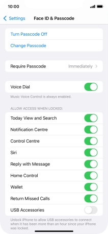 Press Turn Passcode Off and key in the phone lock code.