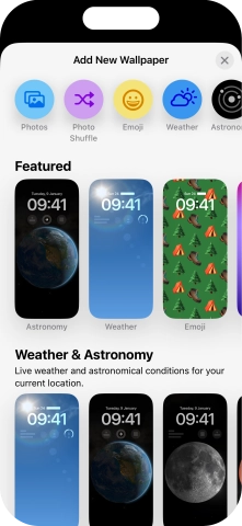 Press the required category and follow the instructions on the screen to select the required background image.