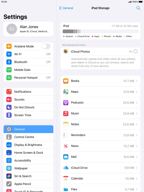 Press the required app.