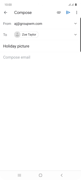 Press the text input field and write the text for your email message.