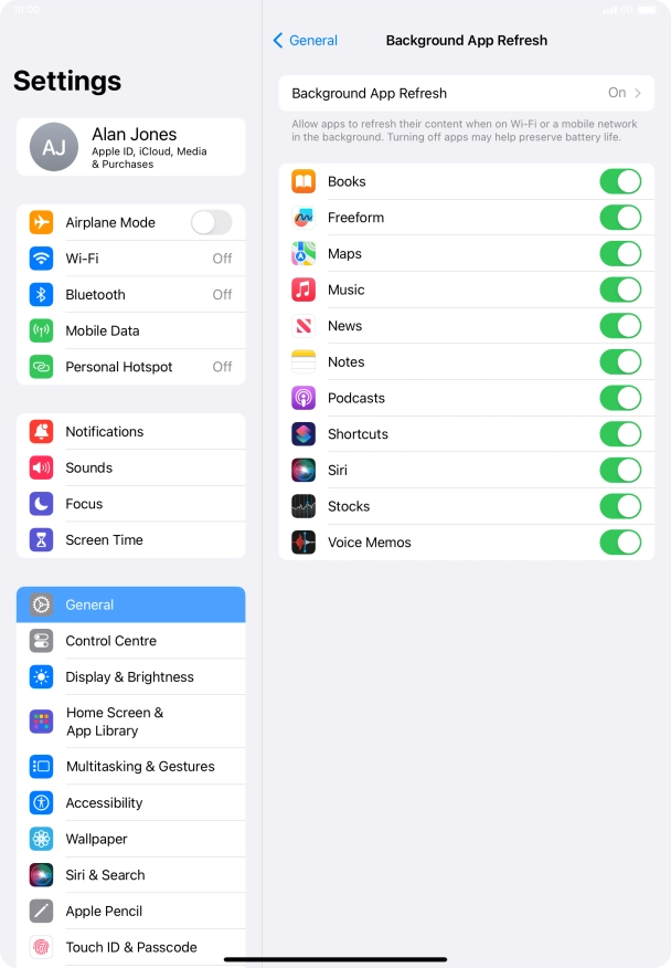 Press Background App Refresh. Press Background App Refresh.