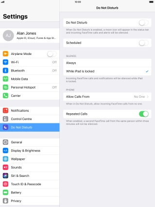 Press the indicator next to 