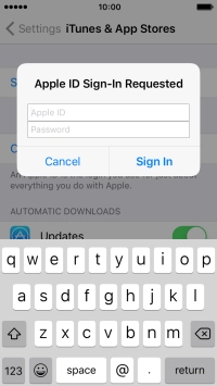 Press Apple ID and key in the username for your Apple ID.