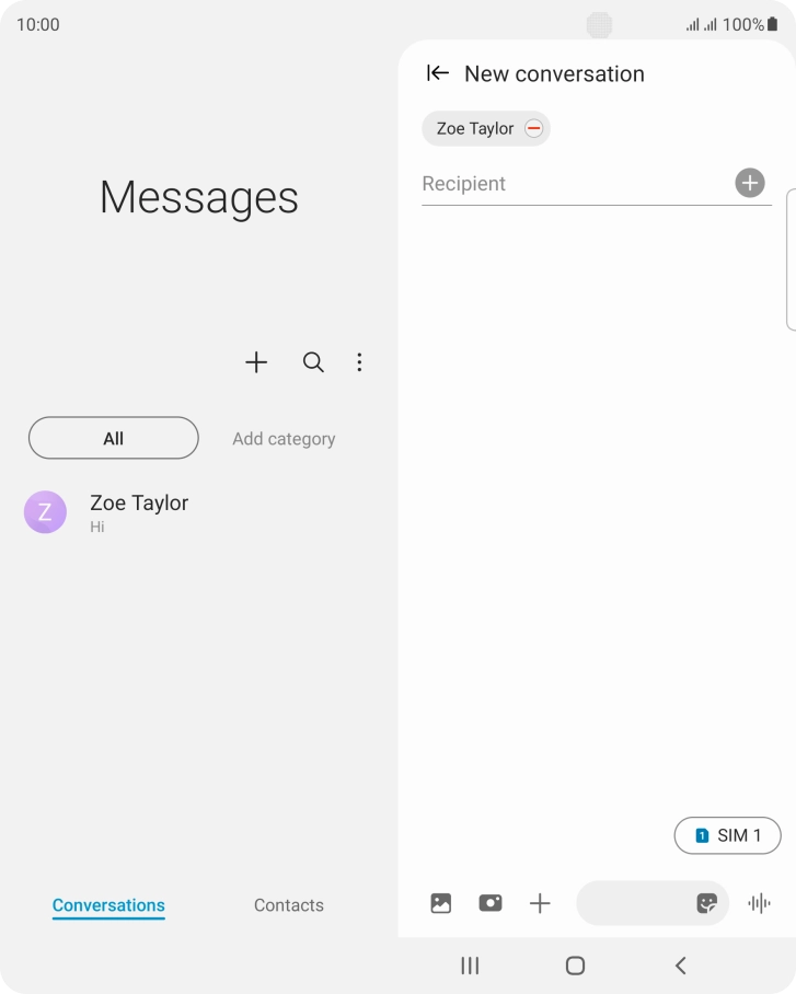 Press the text input field and write the text for your text message.