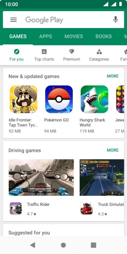 Press the search field.