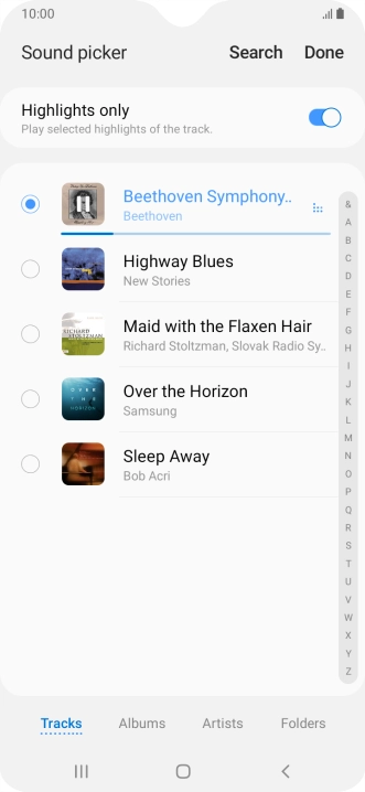 Once you've found a ring tone you like, press Done.