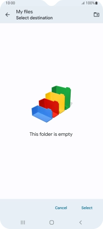 To create a new folder, press the new folder icon and follow the instructions on the screen to create a new folder.