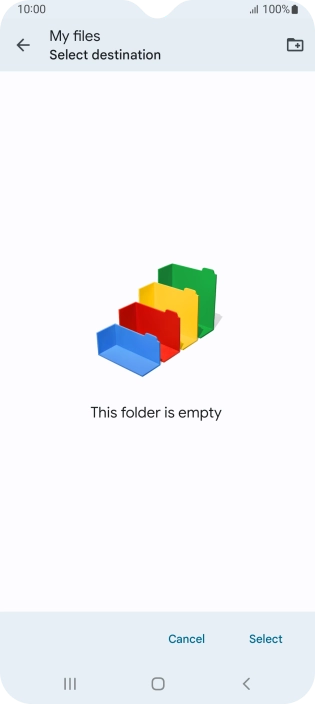 To create a new folder, press the new folder icon and follow the instructions on the screen to create a new folder.