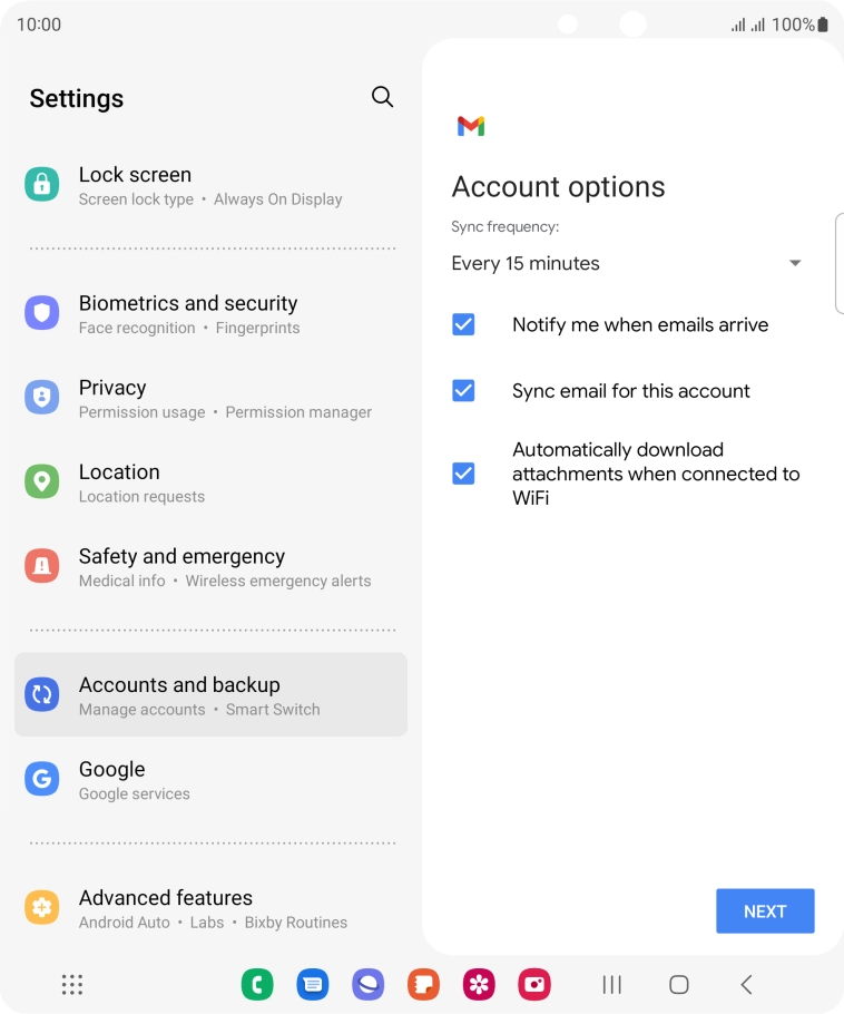 If this screen is displayed, you email account has been recognised and set up automatically. Follow the instructions on the screen to key in more information and finish setting up your phone.