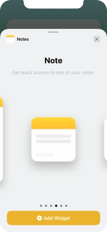 Slide your finger right or left on the screen to select the required widget size.