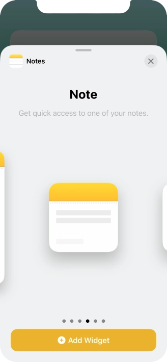Slide your finger right or left on the screen to select the required widget size.