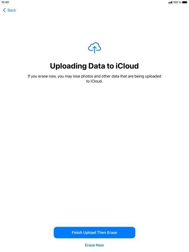 Press the required setting.
