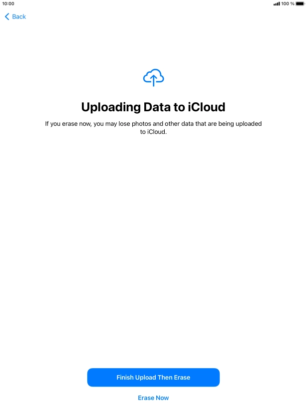 Press the required setting.