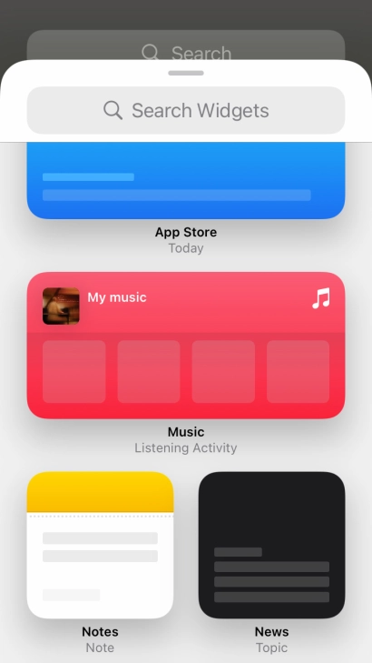 Press the required widget.