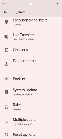 Press Reset options.