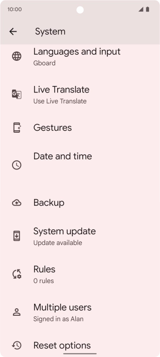 Press Reset options.