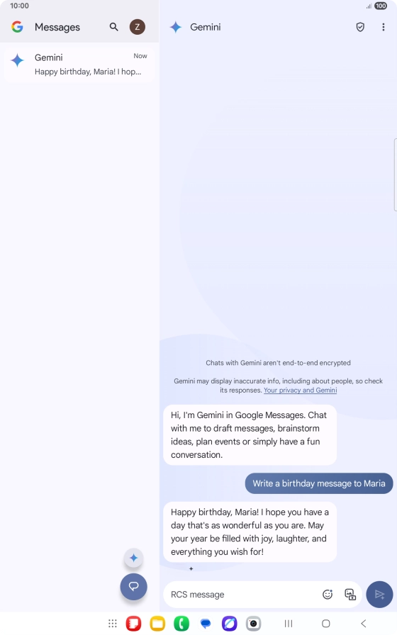 The text suggestion from Gemini is displayed.