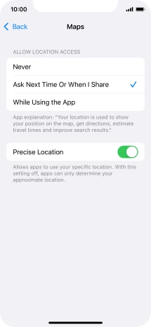 Press the required setting to turn the function on or off.