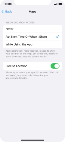 Press the required setting to turn the function on or off.