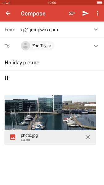 Press the send icon when you've finished your email message.