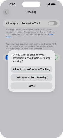 If you turn off the function, press the required setting.
