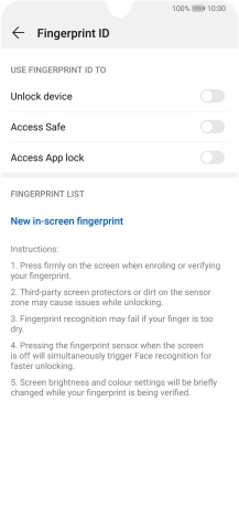 Press New in-screen fingerprint.