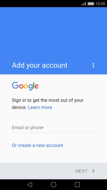 If you don t have a Google account, press Or create a new account and follow the instructions on the screen to create an account.
