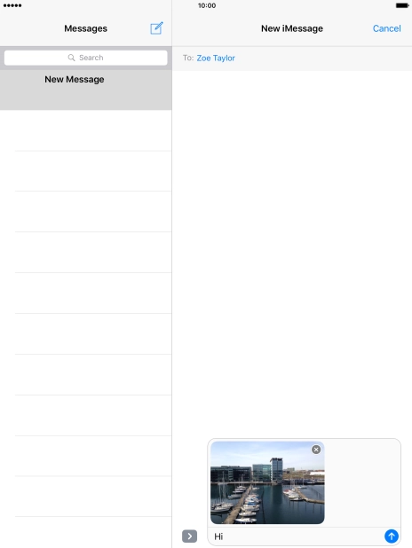 Press the send icon when you've finished your iMessage. Press the send icon when you've finished your iMessage.